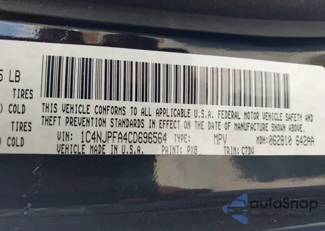 2012 Jeep Patriot Latitude z USA, uszkodzony, nr VIN 1C4NJPFA4CD696564